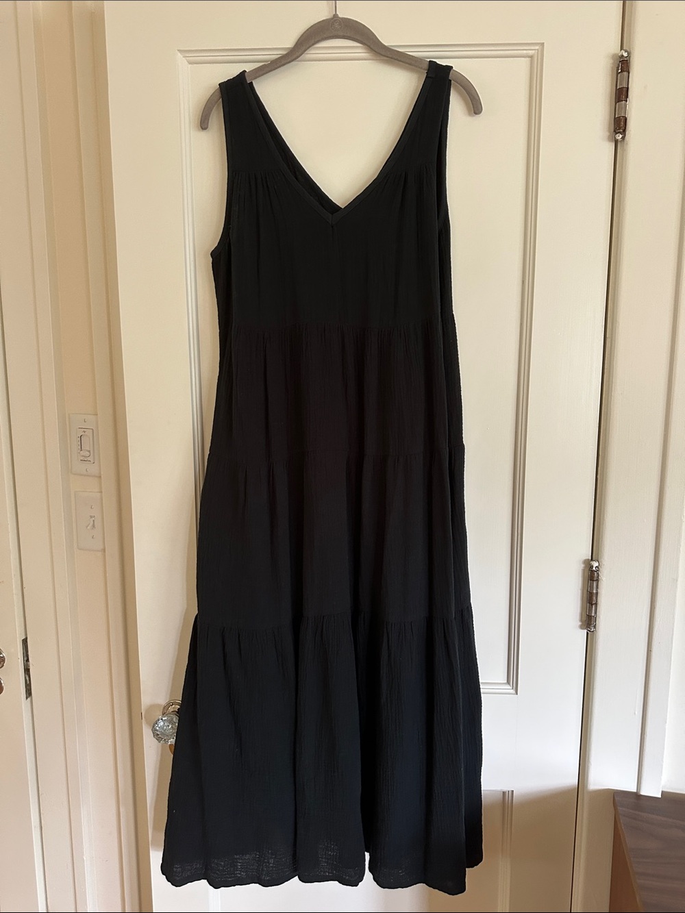 Marine Layer Black V-Neck Tiered Maxi Dress